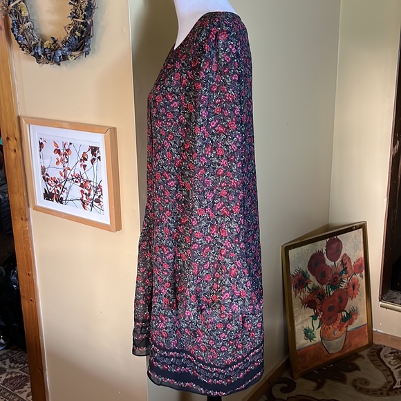 MAX STUDIO Size XL Dark Floral Romantic Dress Pintuck Floral Overlay $138 NEW - Picture 8 of 16